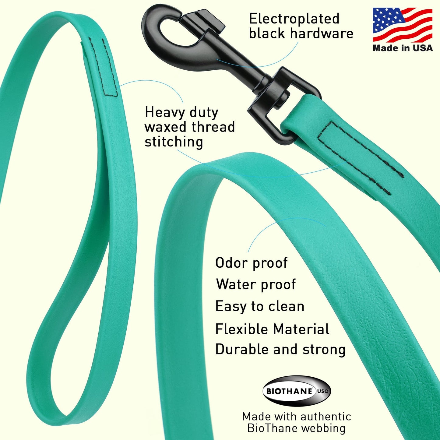 Biothane Waterproof 2 ft Traffic Lead