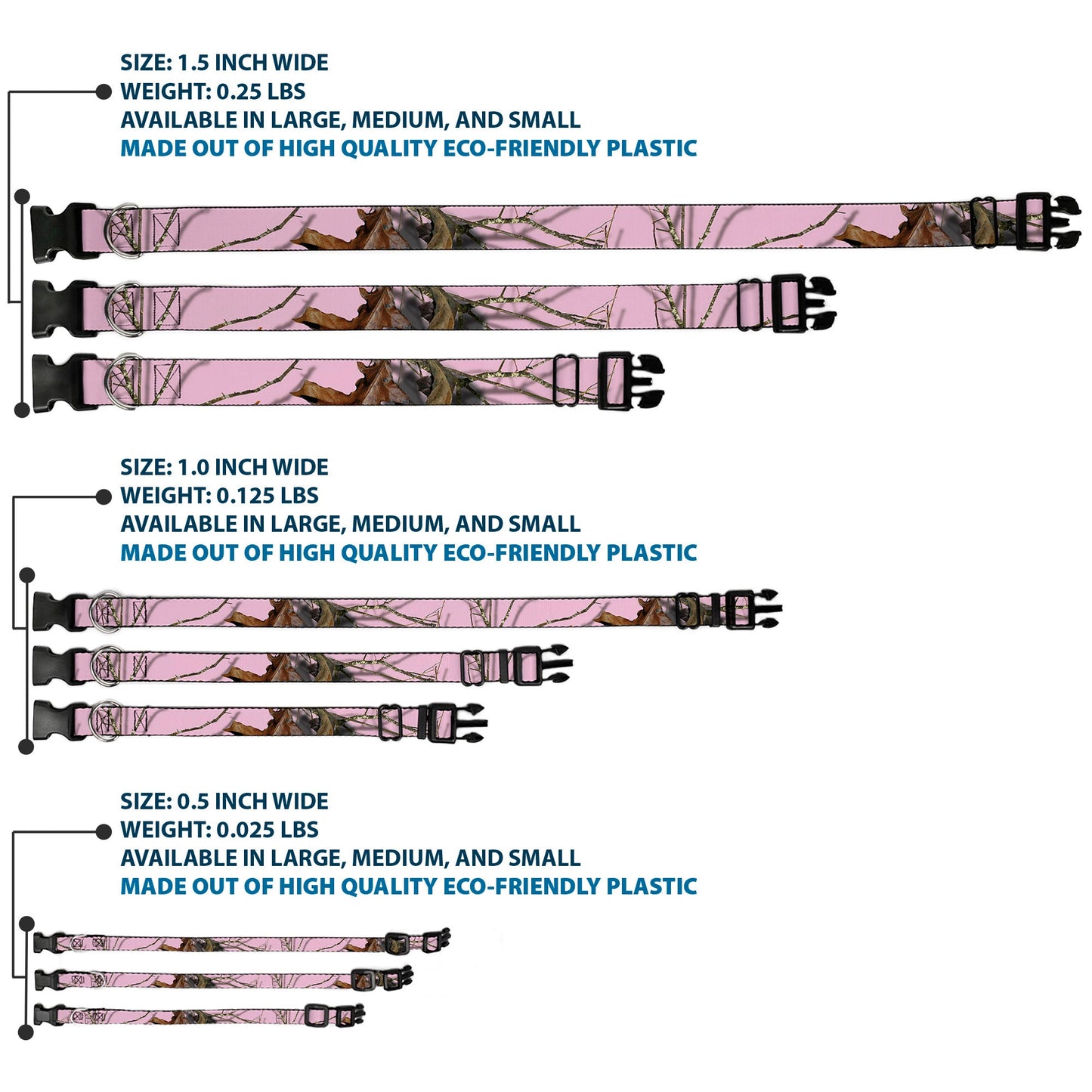 Plastic Clip Collar - Mossy Oak Country Roots Camo Baby Pink