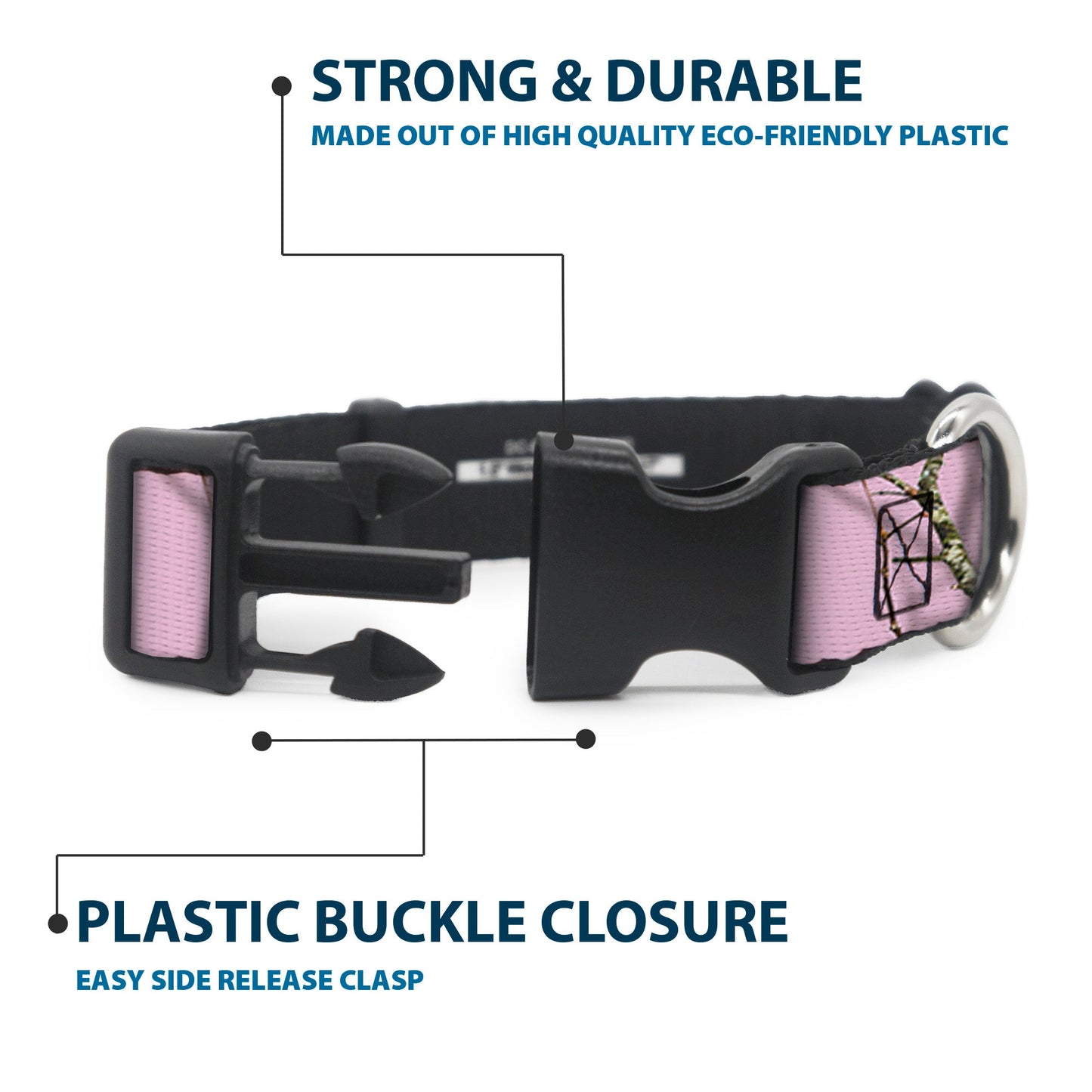 Plastic Clip Collar - Mossy Oak Country Roots Camo Baby Pink