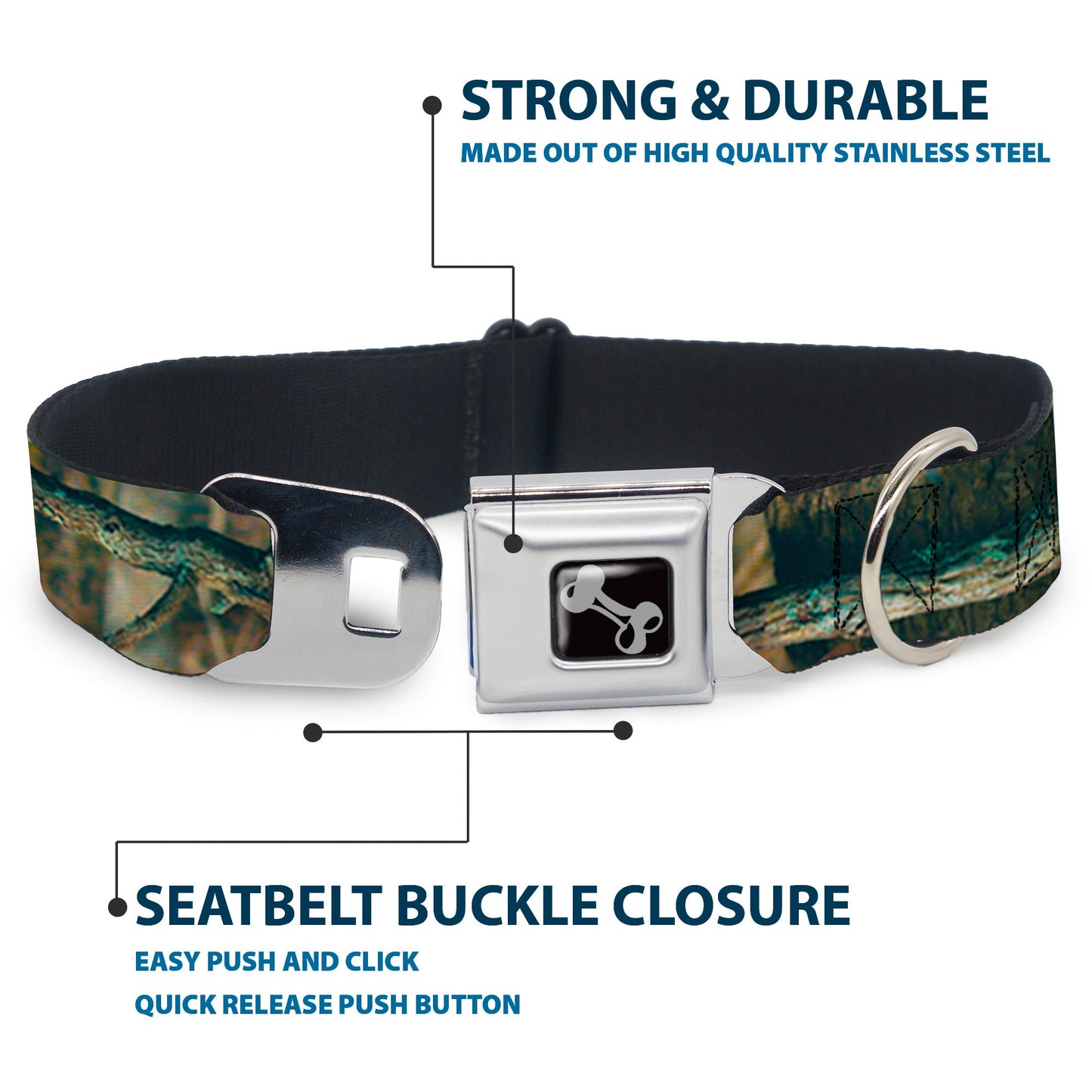 Dog Bone Seatbelt Buckle Collar - Mossy Oak Break-Up Infinity