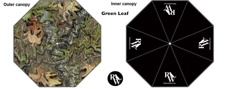 Retrieverworx green leaf camo umbrellas for retriever training