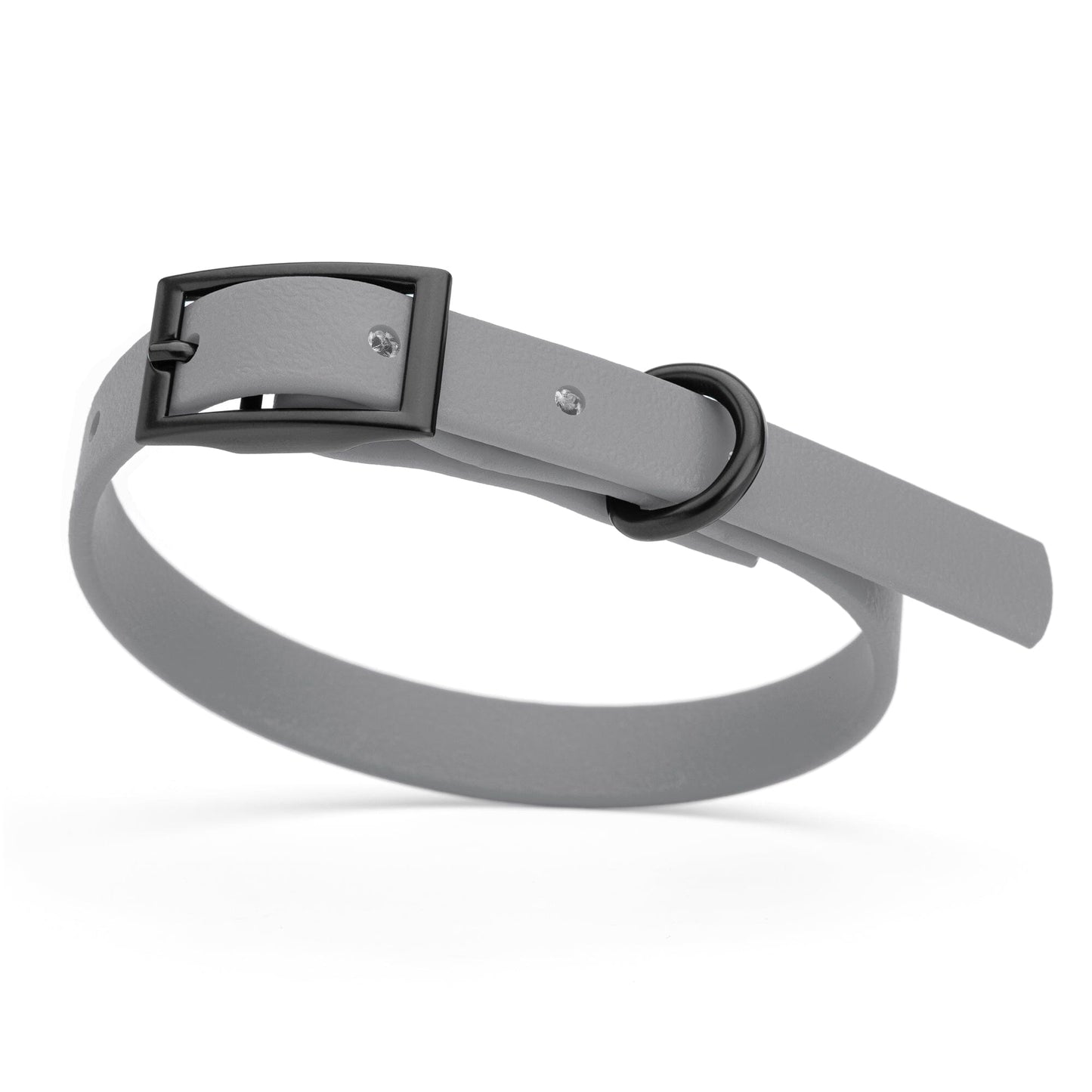 BioThane Waterproof Dog Collar - XS: L 9"-12" x W 1/2" - Black OR Brass Hardware