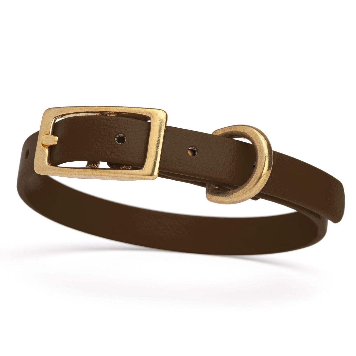 BioThane Waterproof Dog Collar - XS: L 9"-12" x W 1/2" - Black OR Brass Hardware