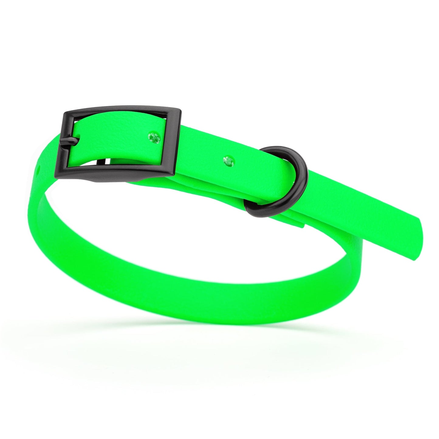 BioThane Waterproof Dog Collar - XS: L 9"-12" x W 1/2" - Black OR Brass Hardware