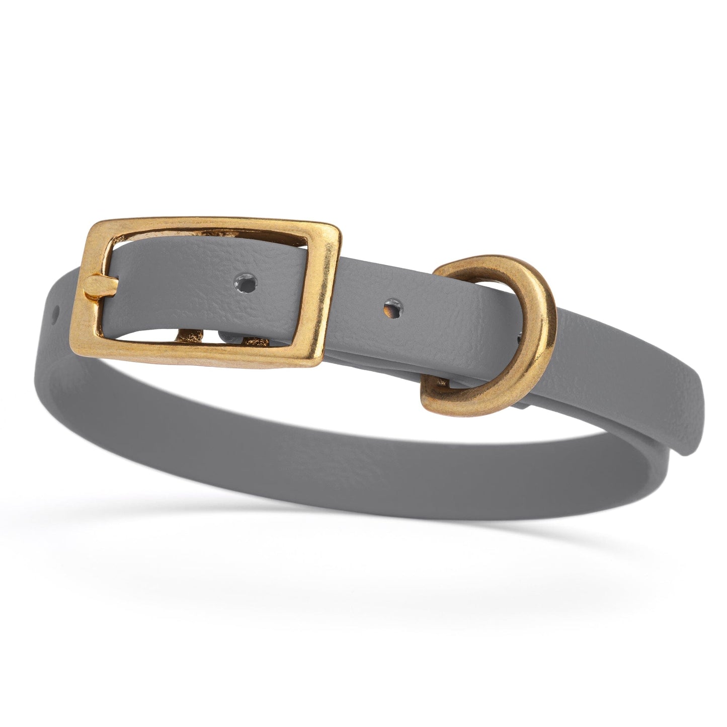 BioThane Waterproof Dog Collar - XS: L 9"-12" x W 1/2" - Black OR Brass Hardware