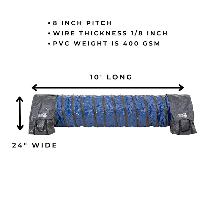 Retrieverworx Better Sporting Dogs Heavy Duty Dog Agility Tunnel – 10 ft PVC Training Tunnel with Sandbags