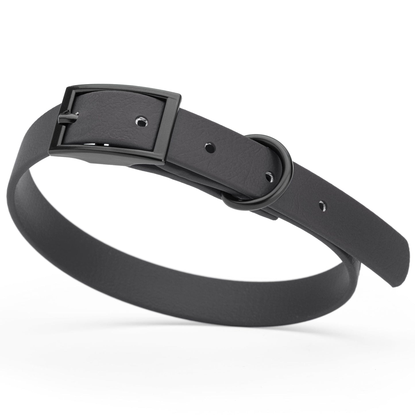 BioThane Waterproof Dog Collar - XS: L 9"-12" x W 1/2" - Black OR Brass Hardware