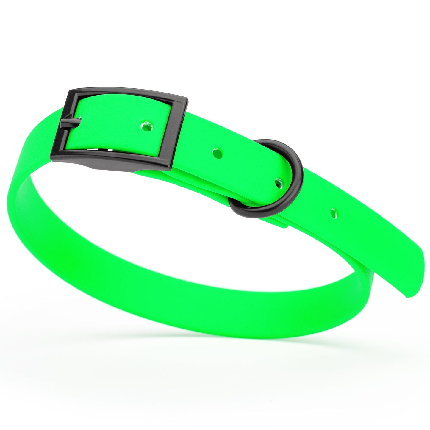BioThane Waterproof Dog Collar - XS: L 9"-12" x W 1/2" - Black OR Brass Hardware