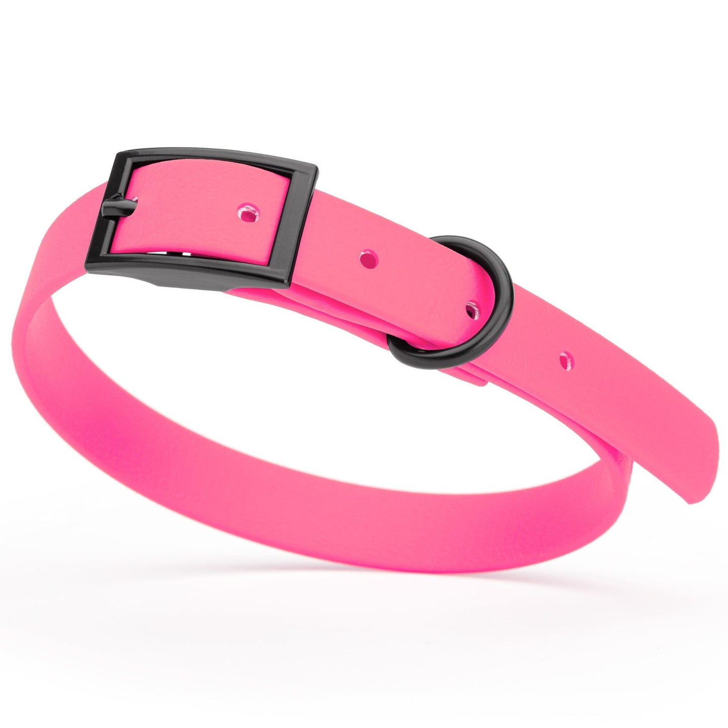 BioThane Waterproof Dog Collar - XS: L 9"-12" x W 1/2" - Black OR Brass Hardware