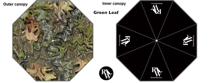 Retrieverworx green leaf camo umbrellas for retriever training
