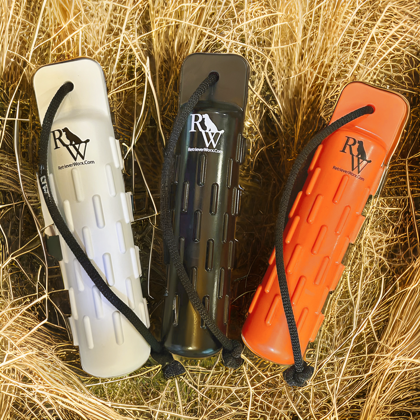 Retrieverworx 3 in Arctic White Blackbird Black HiViz Orange Retriever Training Bumper